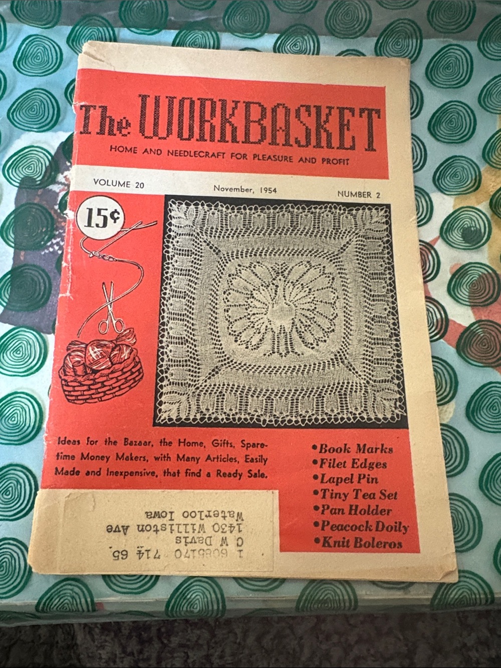 1954 November THE WORKBASKET Magazine, Book Marks, Filet Edges Needlecraft